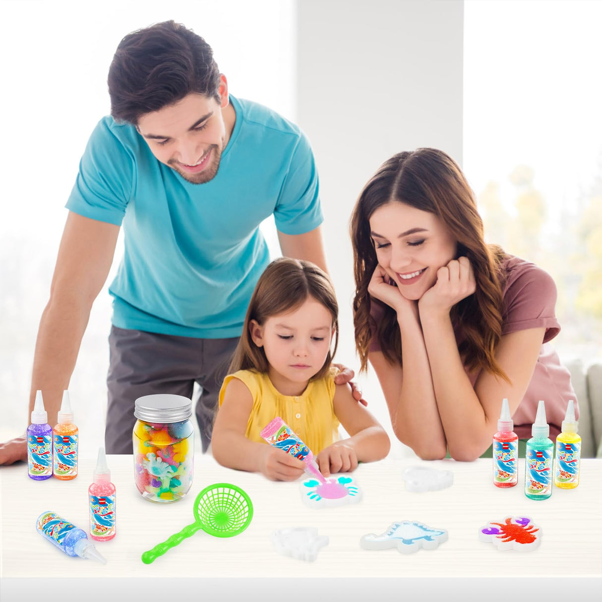 QANIY Magic Water Elf Toy Kit, Crafts for Kids Ages 4-8, Squishy Maker Set with 14 Magic Gels and 10 Molds, Aqua Fairy for Kids, Make Your Own Squishies Toys QANIY