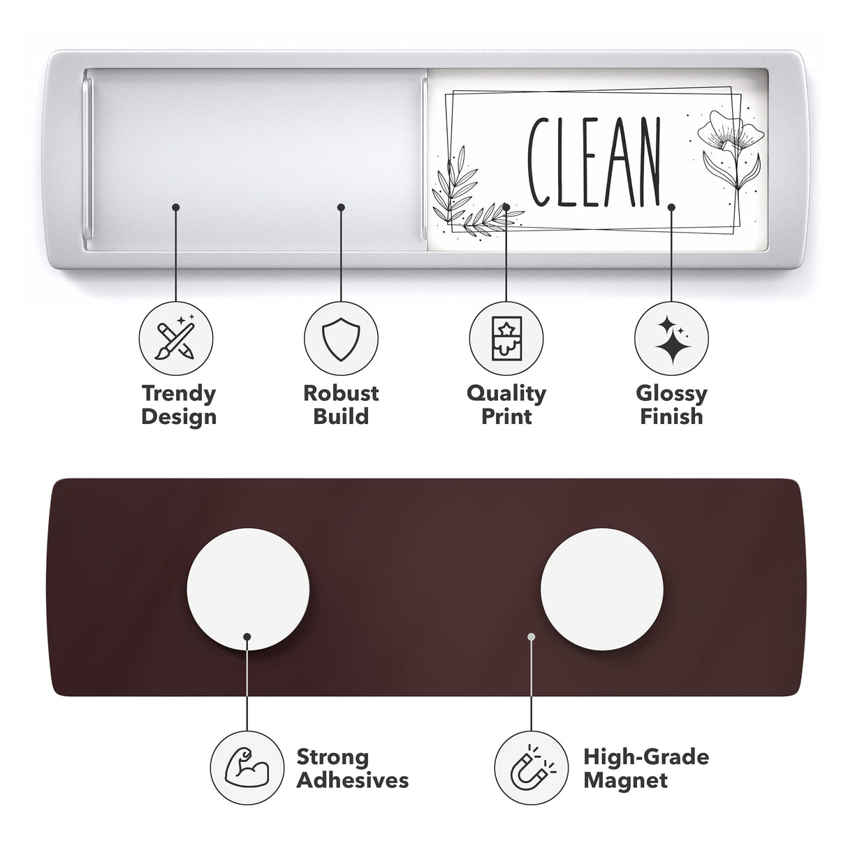 Stylish Dishwasher Magnet Clean Dirty Sign - 2 by 7 Inch - Ideal Clean Dirty Magnet for Dishwasher - Kitchen Organizer and Gadget - Nice Office, Home Farmhouse Decor ASSURED SIGNS