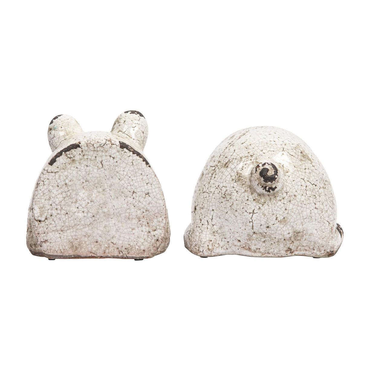 Creative Co-Op Distressed White Pig Shaped Terracotta Bookends (Set of 2 Pieces) Creative Co-Op