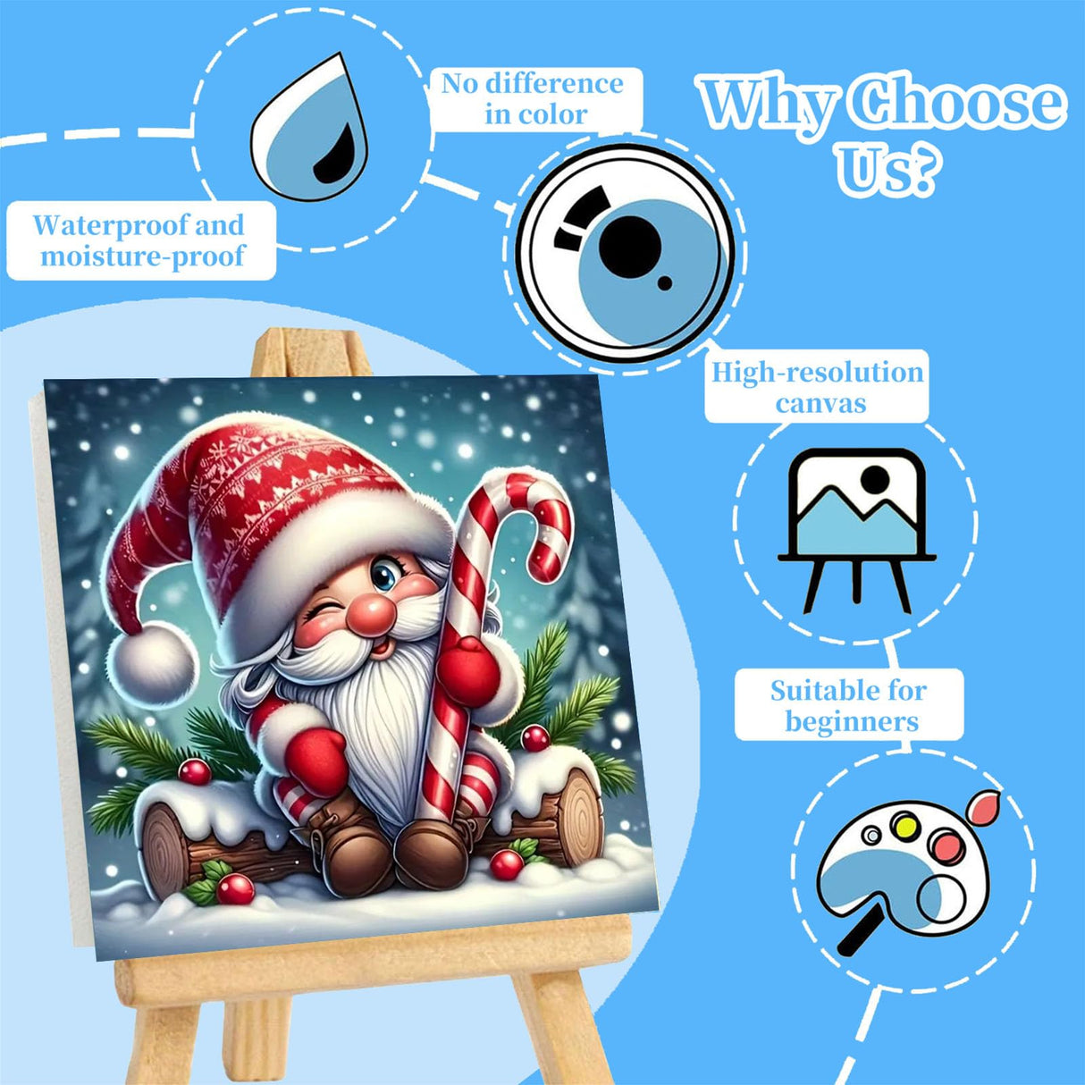 Arttoplus 4 Pack Paint by Numbers Kit for Kids with Frame,Cute Christmas Kids Paint by Numbers Ages 4-8-12 with Wooden Easel,Easy DIY Acrylic Oil Painting by Number for Gift Home Wall Decor(8x8 inch) Arttoplus