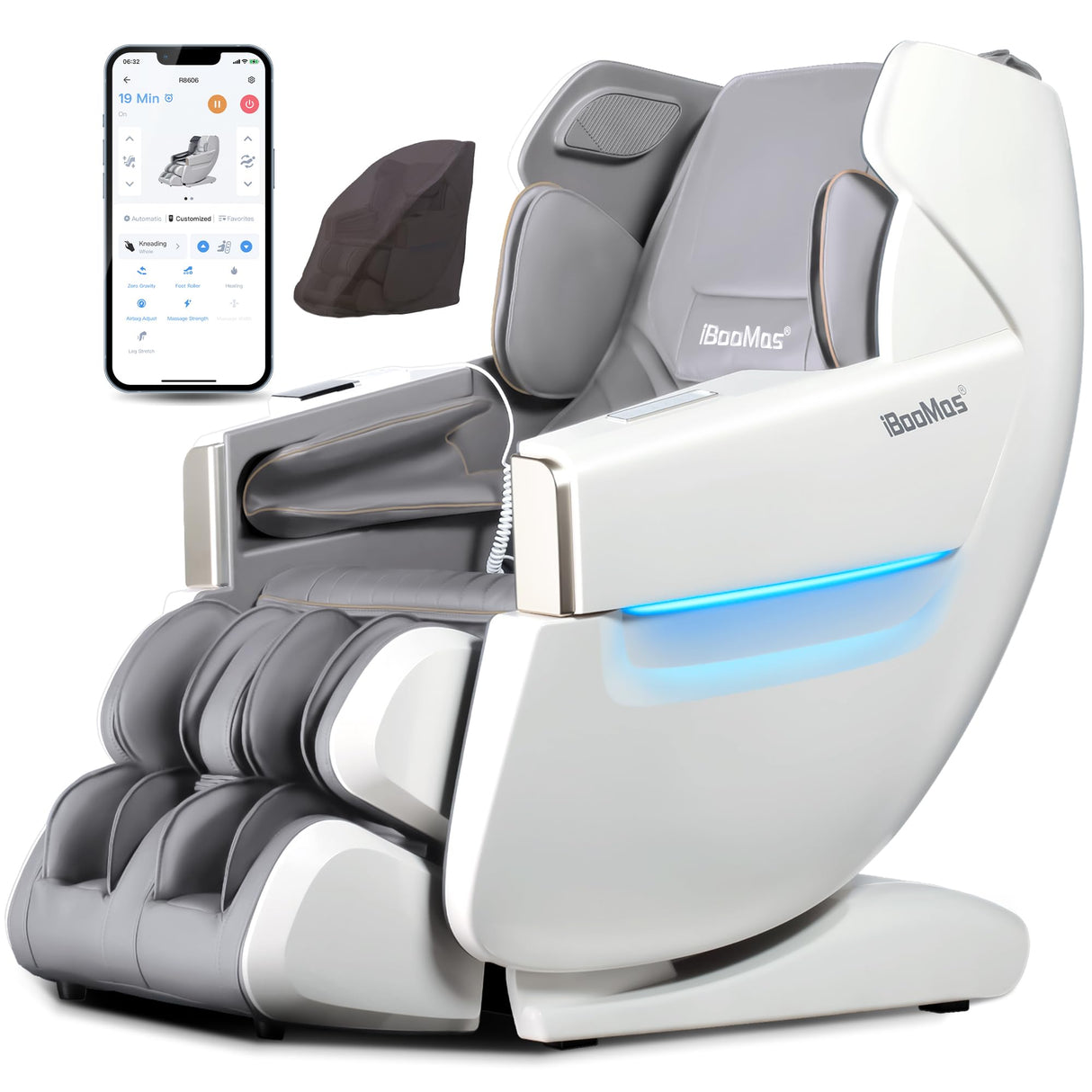 iBooMas R8606 Massage Chair Full Body with APP Control,SL Track Zero Gravity Massage Chairs with Leg Auto Extension,12 Modes,Heating,Shiatsu,Sleep Mode,Foot Roller,AI Voice,Pet-Scratch Resistant Shell iBooMas