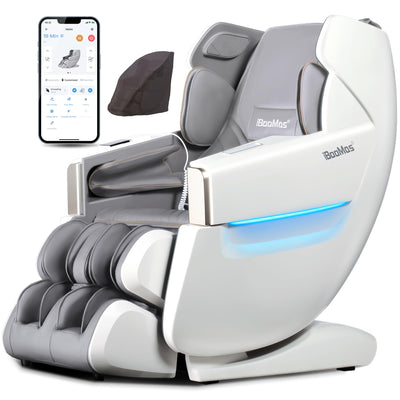 iBooMas R8606 Massage Chair Full Body with APP Control,SL Track Zero Gravity Massage Chairs with Leg Auto Extension,12 Modes,Heating,Shiatsu,Sleep Mode,Foot Roller,AI Voice,Pet-Scratch Resistant Shell