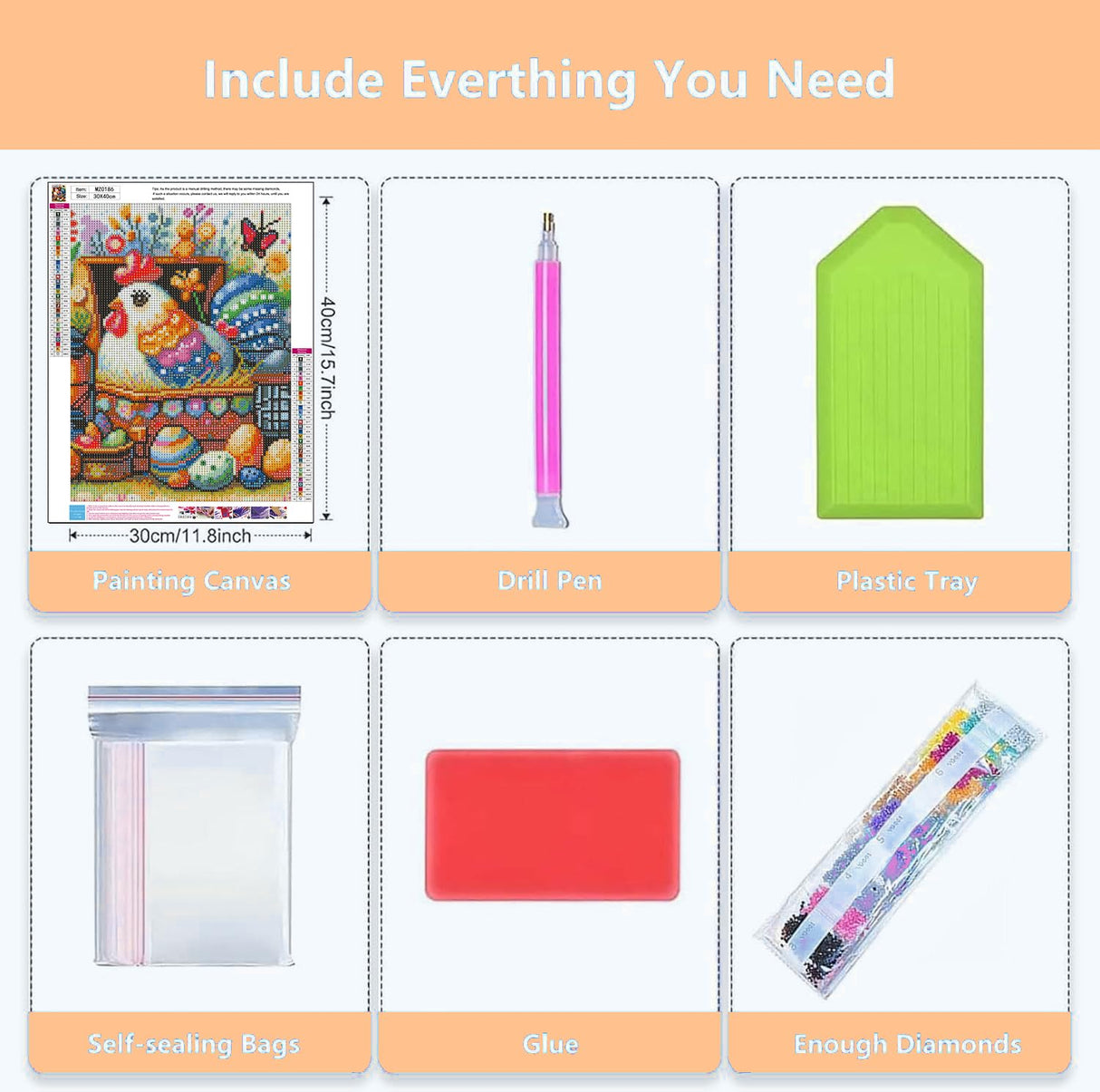 Easter Chicken Diamond Art Kits for Adults-Easter Eggs Diamond Painting Kits for Adults, DIY 5D Spring Full Drill Gem Art Crafts Kits for Home Wall Decor 12x16 in Axquilon