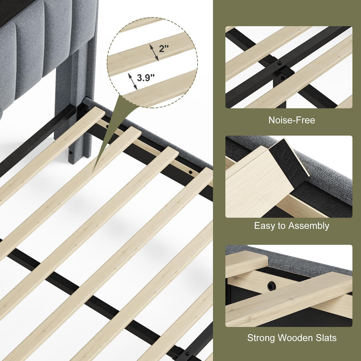 FYRENA Upholstered Full Bed Frame with LED Headboard, Storage Footboard and USB Ports FYRENA