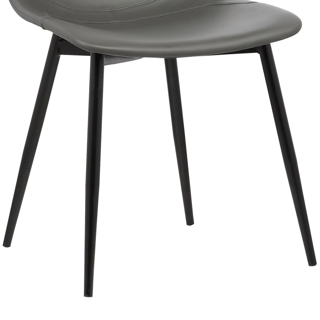 Armen Living Monte Mid Century Modern Dining Accent Chair for Table Kitchen Desk Vanity in Charcoal Gray Faux Leather with Black Metal Legs Armen Living