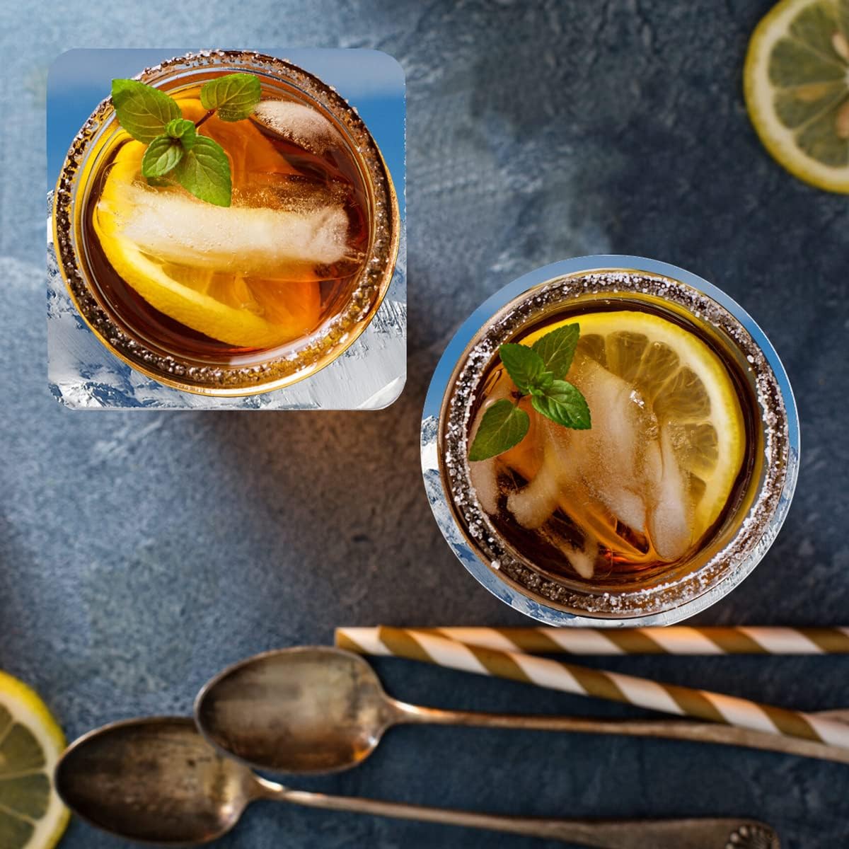 20 Pieces Square and Round Sublimation Coaster Blanks Cup Mat Rubber Heat Transfer Press Printing for DIY Home Kitchen Decor (3.5x3.5x0.12Inch) White REDANHA