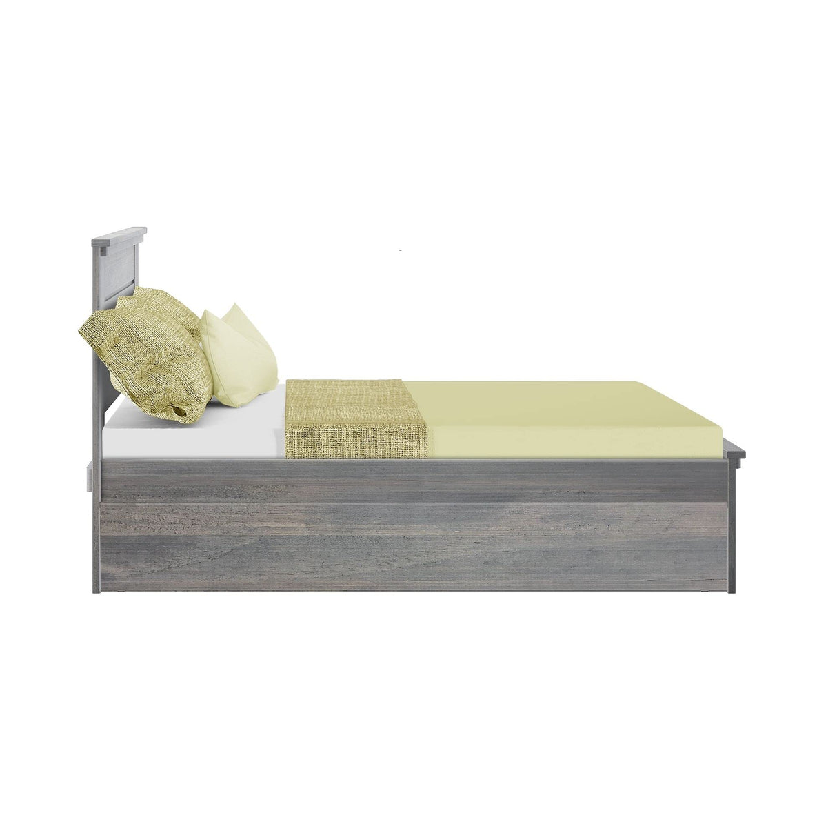 Max & Lily Modern Farmhouse Full Bed with Panel Headboard and Trundle, Driftwood Max & Lily