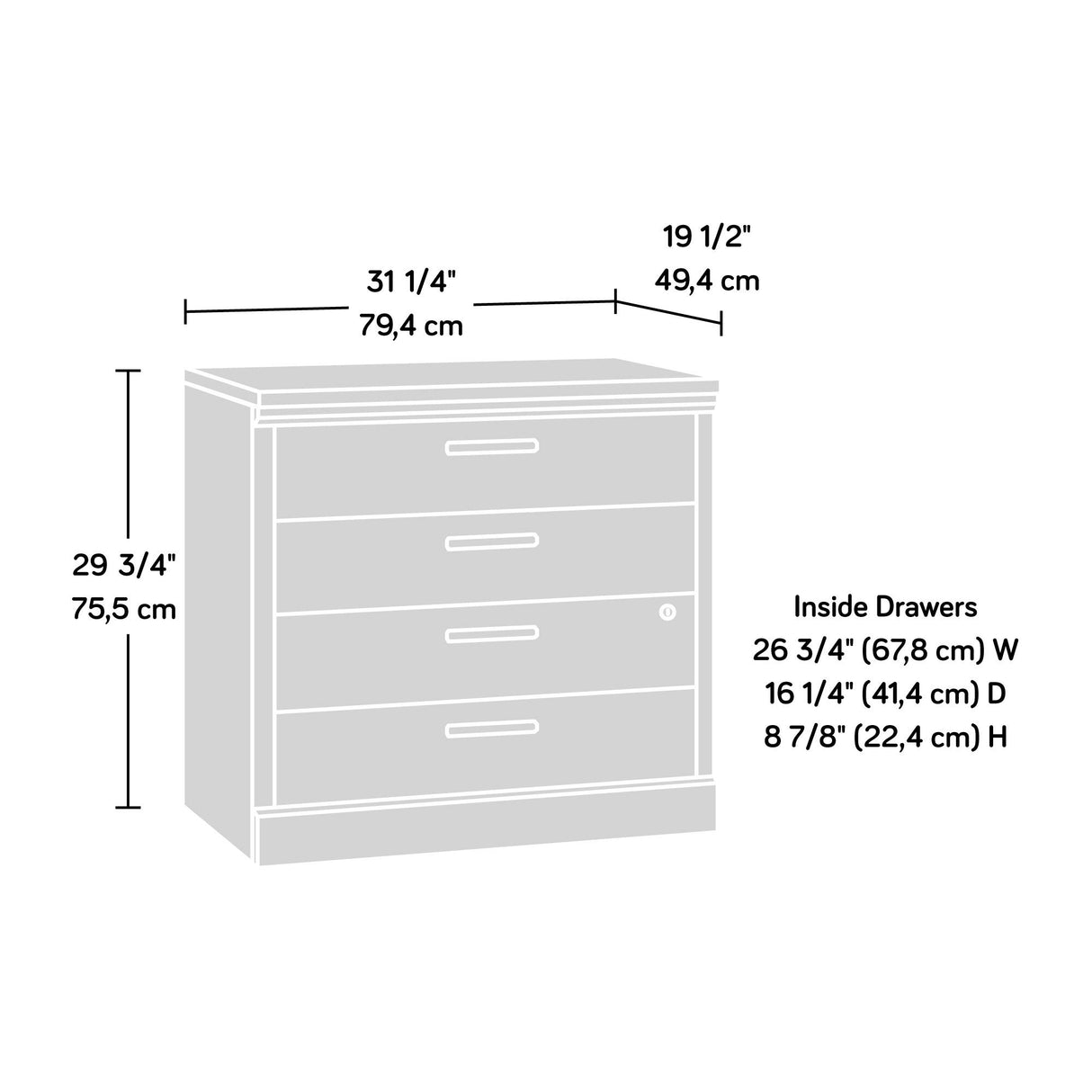 Sauder Aspen Post Lateral File, L: 31.26" x W: 19.45" x H: 29.72", Prime Oak Finish Sauder