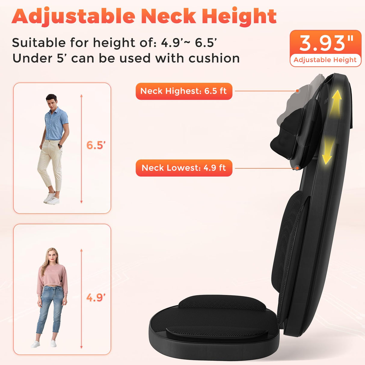 Shiatsu Neck and Back Massager with Heat, 4D Kneading Back Massager for Pain Relief Deep Tissue, Comfortable Back Massage for Chair, Massager for Home Office, Gifts for Women Men Parents Christmas belhope