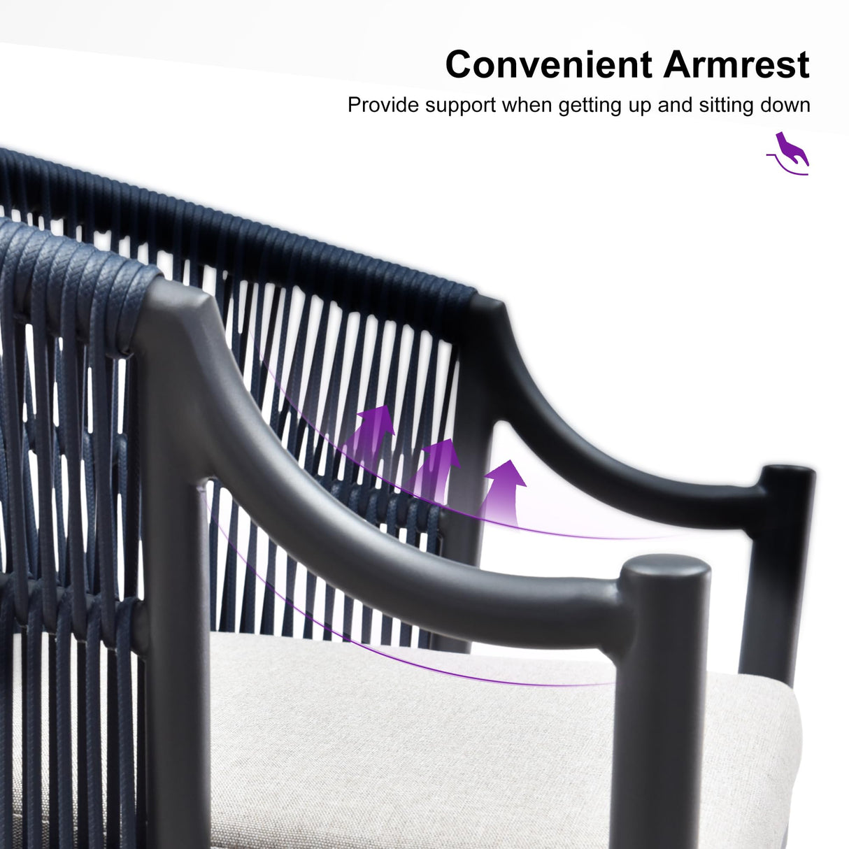 PURPLE LEAF 9 Pieces Outdoor Dining Set All Weather Wicker Patio Dining Set with Rectangular Aluminum Table and Modern Armrest Dining Chairs for Garden Deck Backyard Kitchen, Grey PURPLE LEAF
