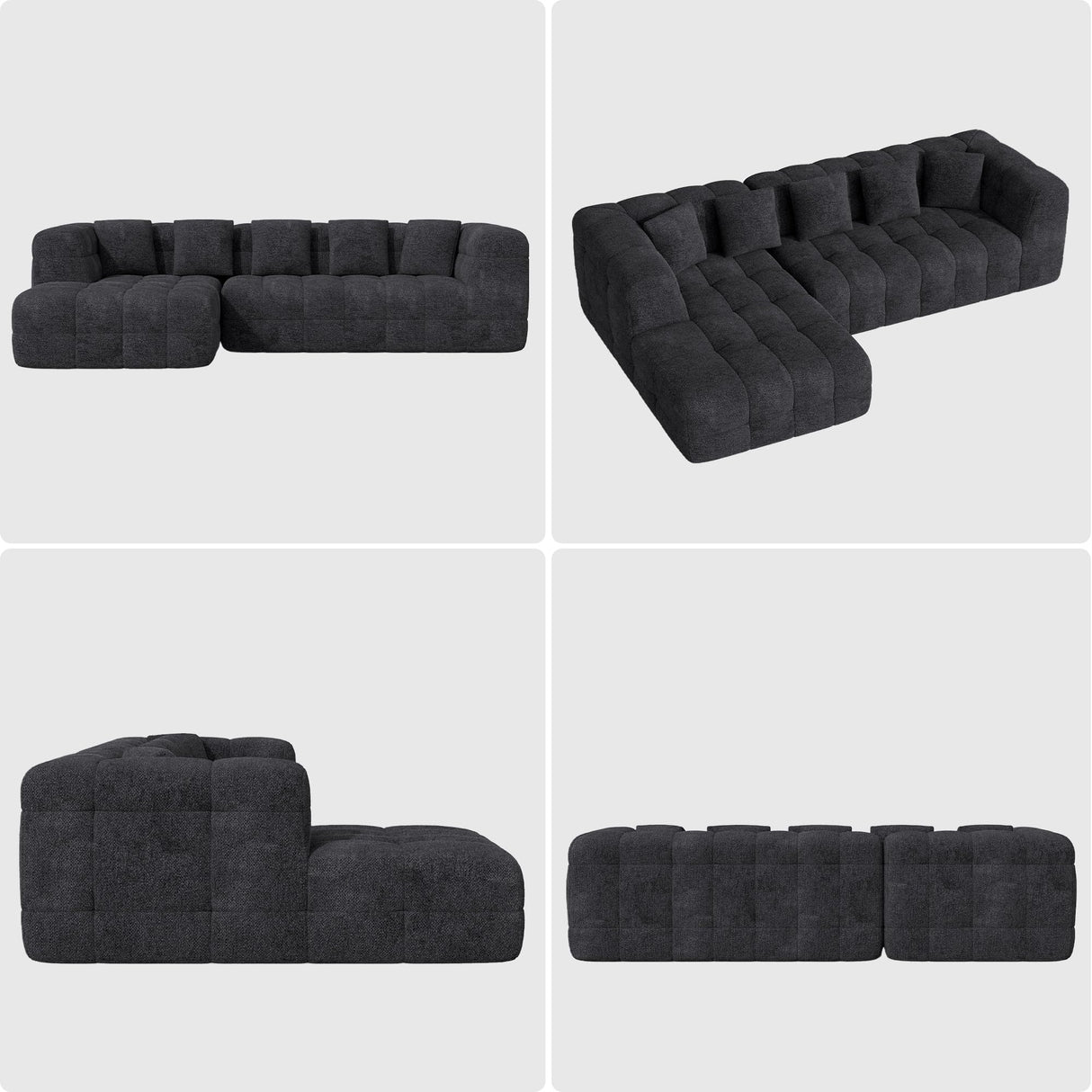 Nalupatio 107" Modern Boneless Couch Cloud Modular Sectional Sofa with L Shaped Chaise, Upholstered Comfy Chenille Couch Bed in a Box,No Assembly Required Nalupatio