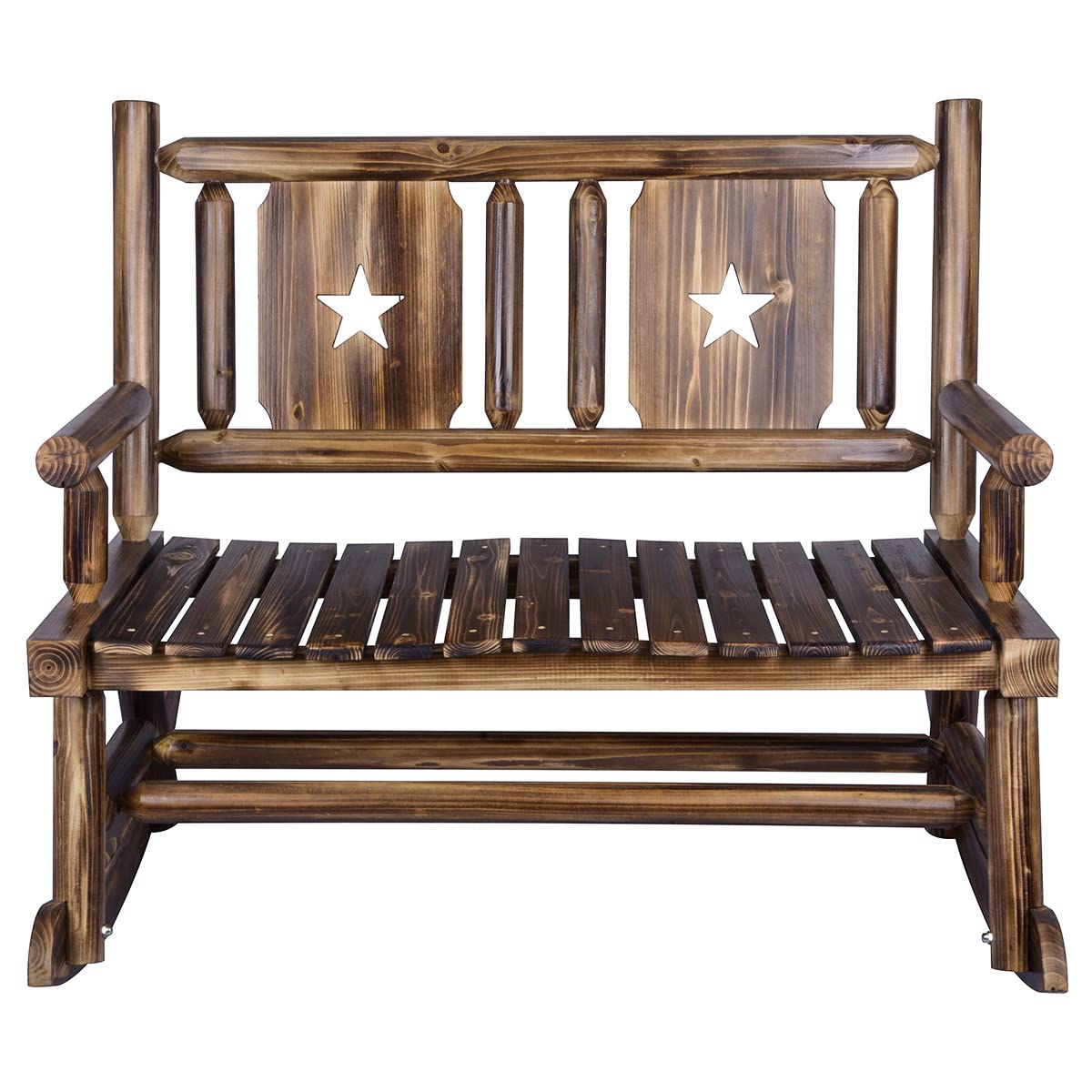 XCSOURCE Rustic Wooden Double Rocking Bench for Outdoor Patios – Comfortable Rocker Chair for Two XCSOURCE