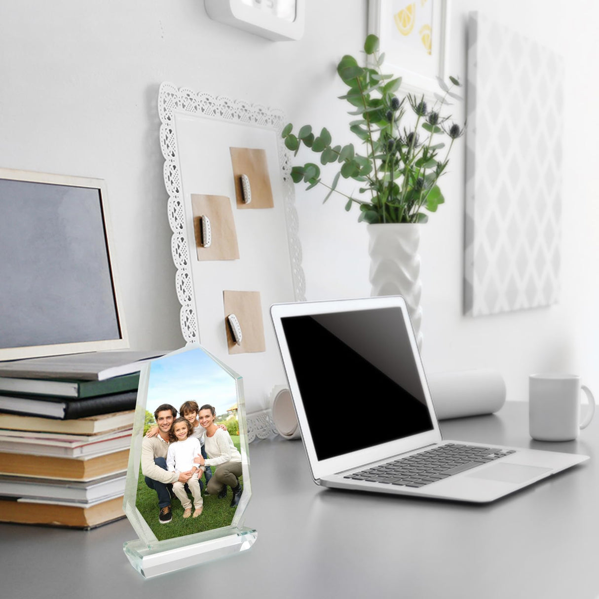 YGFRSTO Crystal Sublimation Blanks Sublimation Glass for Custom Picture Photo Frame, Award Plaque, Crystal Tabletop Decor, In-Loving Memory Sublimatin Printing Products (Peak) YGFRSTO