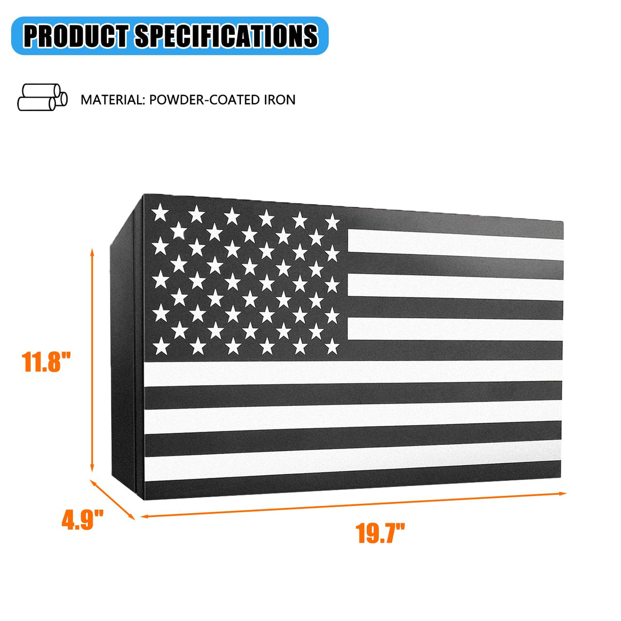 BUYYAH American Flag Gun Concealment Case, 19.7" x 11.8" x 4.9" American Flag Wall Hanging Concealed Gun Cabinet, Combination Lock All Iron Frame for Police Gift BUYYAH