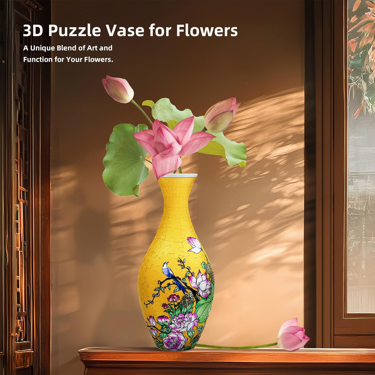 3D Puzzles Vase for Adults, 160 Pieces Puzzle Flower Vase for Home and Office Decor, DIY 4D Jigsaw Vase Arts and Crafts for Kids, Unique Housewarming Gifts for Moms YIZHOR