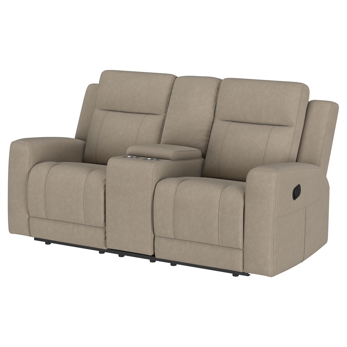 Coaster Home Furnishings - Brentwood - Fabric - Manual Motion Reclining Loveseat with Tufted Accents and Track Arms - Living Room - 30-Inch - Taupe - 610282 Coaster Fine Furniture