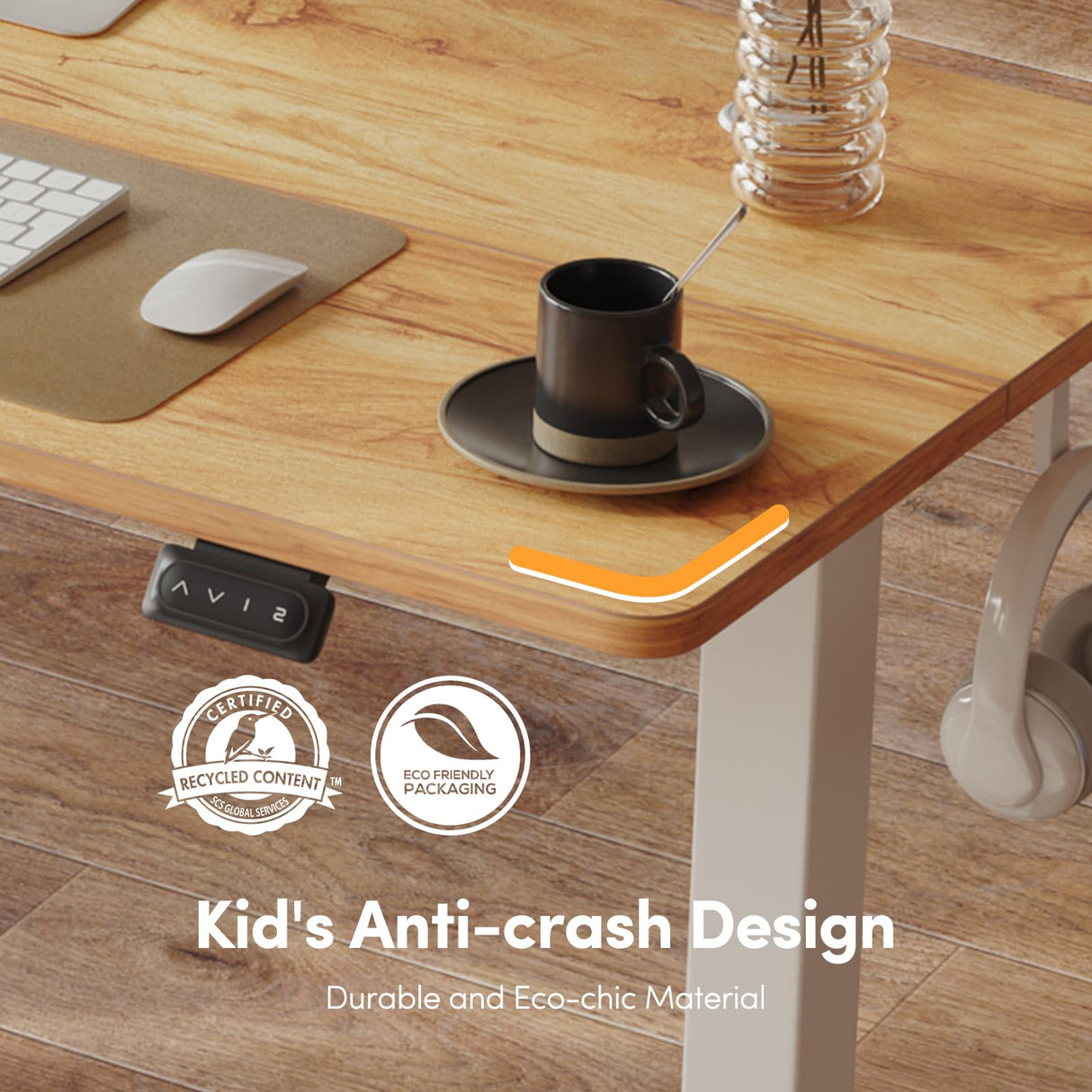 FAMISKY Height Adjustable Standing Desk, 48x 24 Inch Electric Stand up Home Office Table, Sit Stand Desk Computer Workstation with Splice Board, White Frame & Light Rustic Brown Desktop FAMISKY