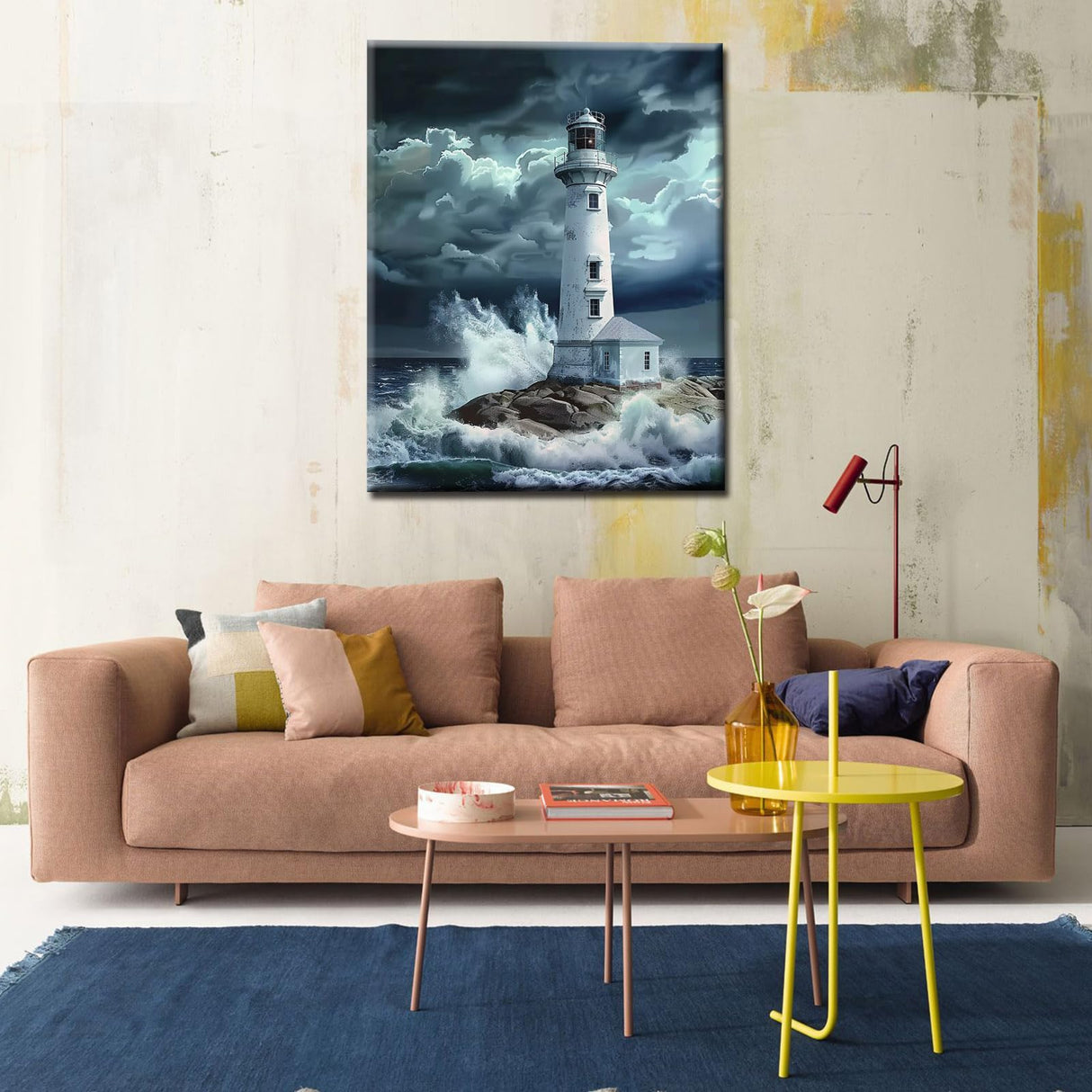 Fantasy Lighthouse Painting Dramantic Scenery Paint by Number Kits 16 x 20 inch Canvas DIY Tropcial Ocean Oil Painting for Kids Adults Beginner with Brushes and Acrylic Abstract Art(Without Frame Tucocoo
