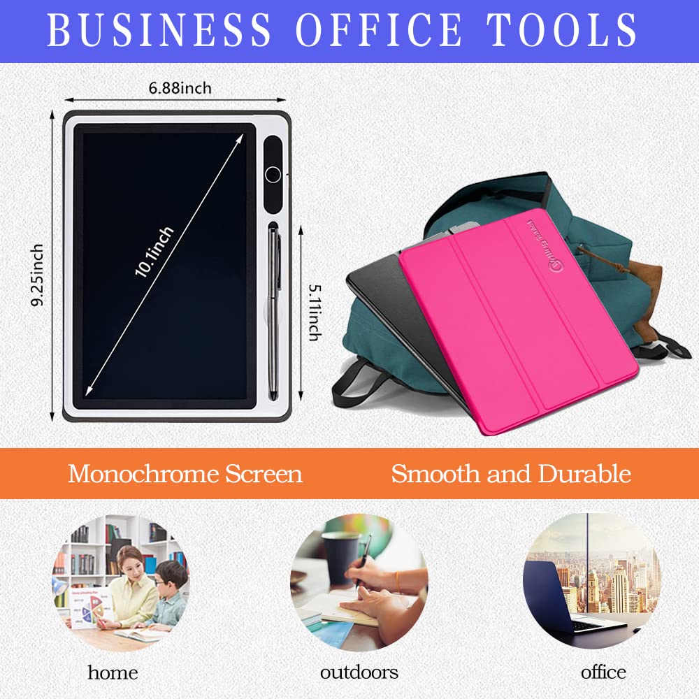 LCD Writing Tablet 10 inch Electronic Handwriting Pad Doodle Board with Leather Protective Case Christmas Birthday Gifts for Kids Adults at Home School Office(Pink) JSJGETYI