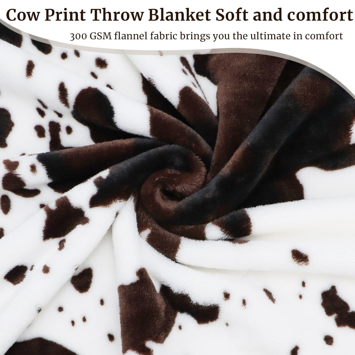 Cow Print Blanket Soft Fleece Flannel Cozy Cute Cow Blankets Warm Plush Lightweight Throw Blanket All-Season for Couch Sofa Bed Cow Blankets and Throws for Adults Kids Boys Teens Gifts 50"x60" HSEEC