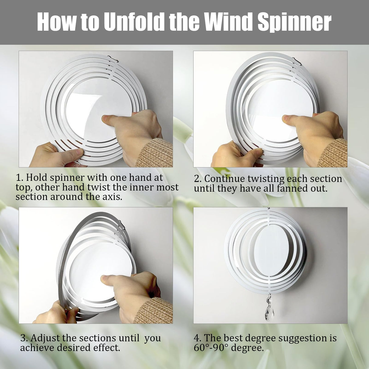 WindMage 6 Pack 8inch Sublimation Wind Spinner Blanks 3D Aluminum Metal Wind Sculpture Kinetic Spinners for Yard and Garden Indoor Art Ornaments Hanging Decoration (Round) WindMage