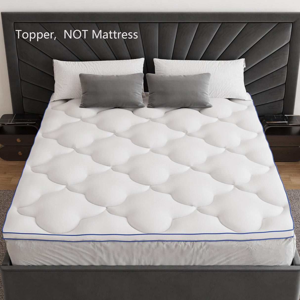 Belffin Pillow Top Mattress Topper Twin Size, Mattress Pad Cover with 8-21 Inch Deep Pocket, Bed Mattress Protector for Back Pain Relief, Soft Breathable Overfilled Down Alternative Filling, White Belffin