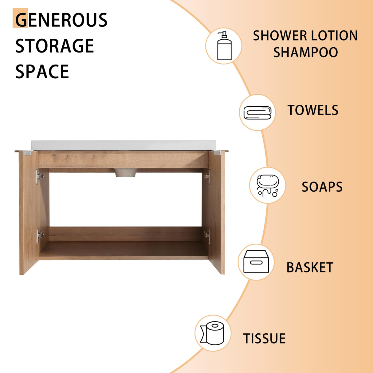 72" Bathroom Vanity with Sink, 72 Inch Floating Vanity, Double Sink Wall Mounted Vanity Combo, Modern Brown Bathroom Vanity Set with 4 Doors and White Basin Sink Mocoastn