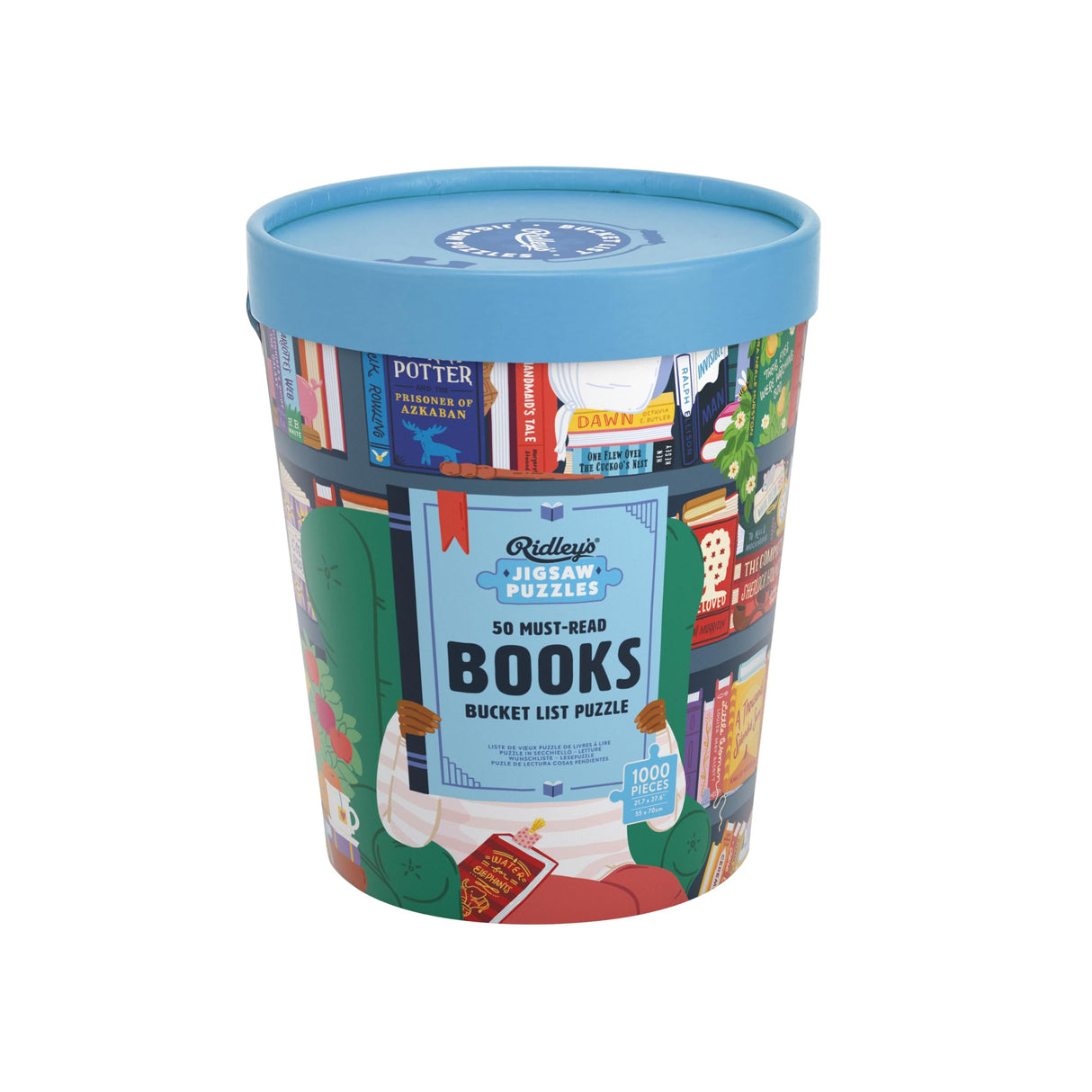 Ridley's: 50 Must-Read Books Bucket List 1000-Piece Puzzle - Unique Art Style for Book Lovers - Library or Office Décor After Completion Ridley's