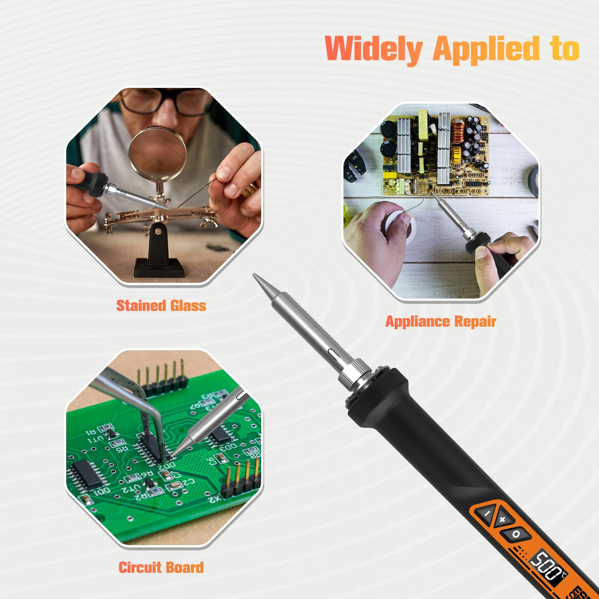 Soldering Iron, 160W Soldering Tool, LED Display Temperature Control Accurate 392°F-932°F, with ON/OFF Switch, 3 Iron Tips, Stand,Flux, Automatic Sleep Mode K KERNOWO