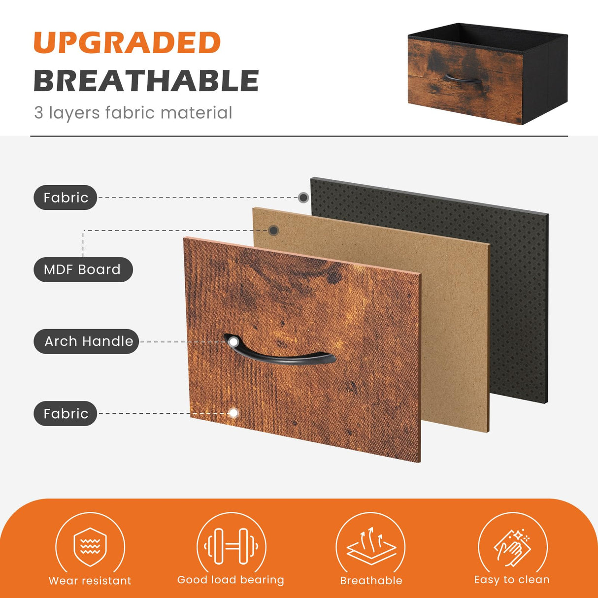 Sweetcrispy 4 Drawer Dresser, Fabric Storage Tower Organizer with Sturdy Steel Frame and Wood Top, Easy Pull Handles, for Bedroom, Closet, Entryway, Hallway, Brown Sweetcrispy