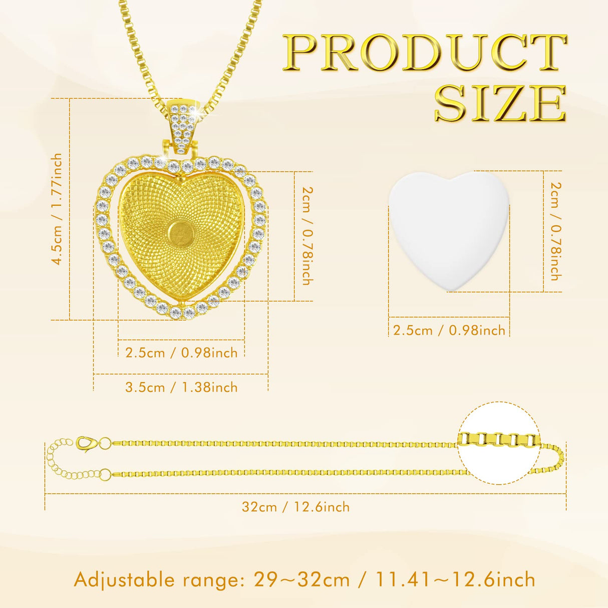 BEDSIFV 75 Pcs Sublimation Blank Rhinestone Bezel Necklace, 15 Pcs 3 Colors Double-Sided Heart Pendant Trays with Thick Necklace Chain BEDSIFV