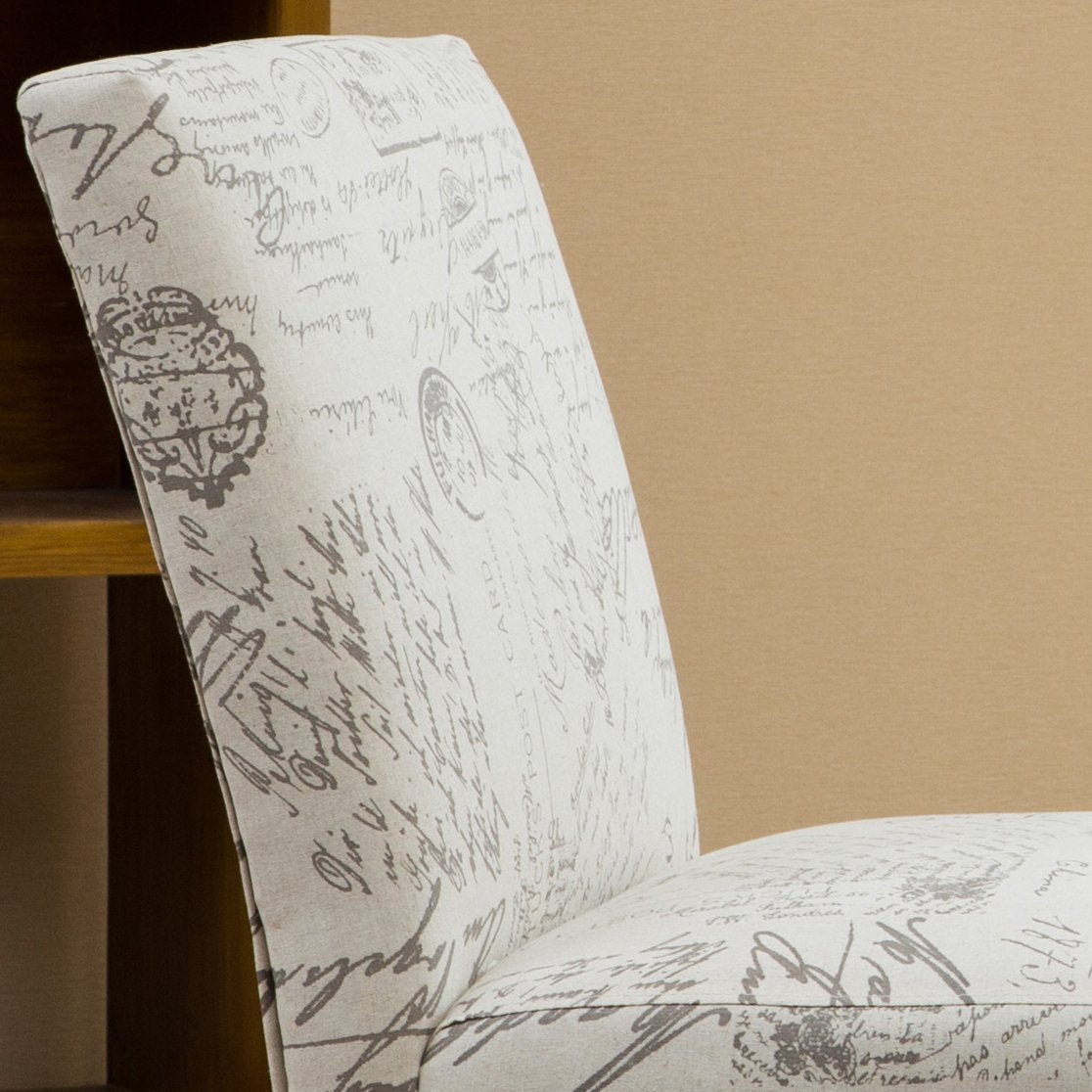 Roundhill Furniture Botticelli Fabric Armless Contemporary Accent Chair, Script Print Roundhill Furniture