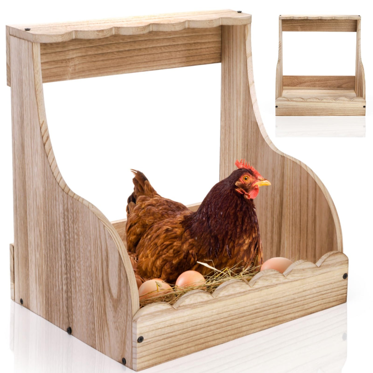 Tlence Single Compartment Hens Nesting Box, 14.5 x 13.75 x 13 Inch Wood Chicken Laying Eggs Box, Large Heavy Duty Chicken Coop Nest Box Accessories for Duck Birds Poultry, Easy Assembly Tlence