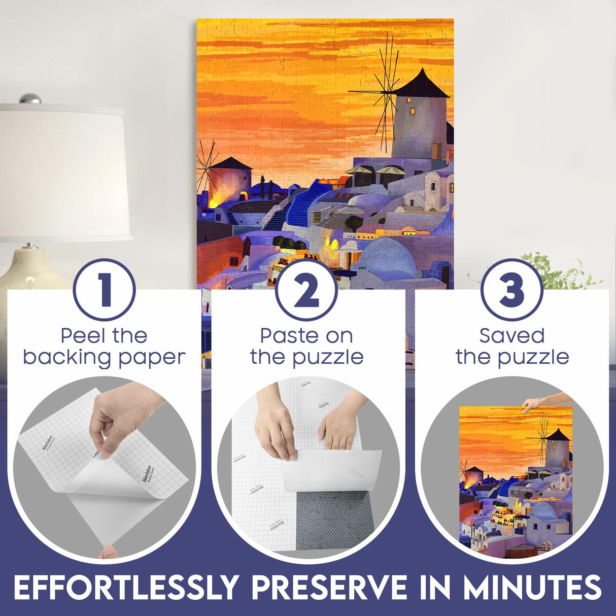 Nariolar Ultra Adhesion Puzzle Glue Sheets, 64 Puzzle Saver Sheets Preserves 8×1000 Pieces Jigsaw Puzzle, Puzzle Saver for Easy Preservation in Minutes Nariolar