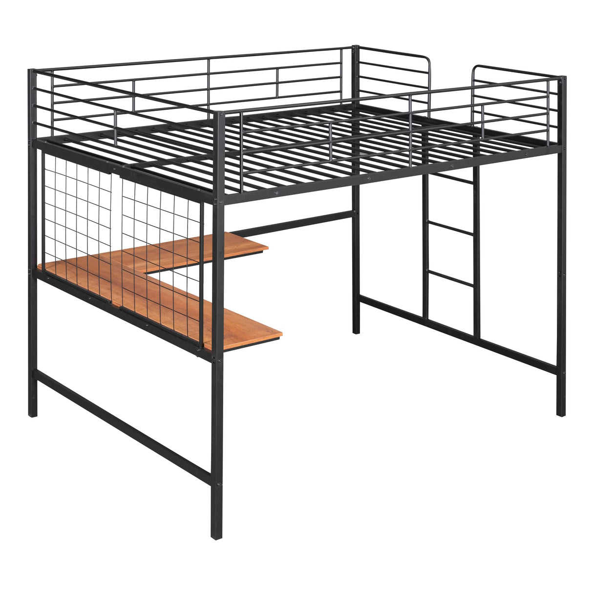 Harper & Bright Designs Full Size Metal Loft Bed Frame, Loft Bed Full with L-Shape Desk and Metal Grid, Space Saving Full Loft Bed with Desk Underneath for Kids,Teens (Full, Black) Harper & Bright Designs