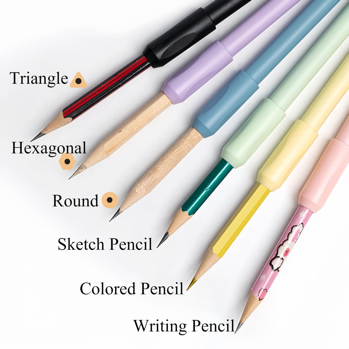 Pastel Pencil Extender Holder and Pencil Grip Set with 320 Sticky Notes, Standard Size Compatible, 7 Colors SLFreMint