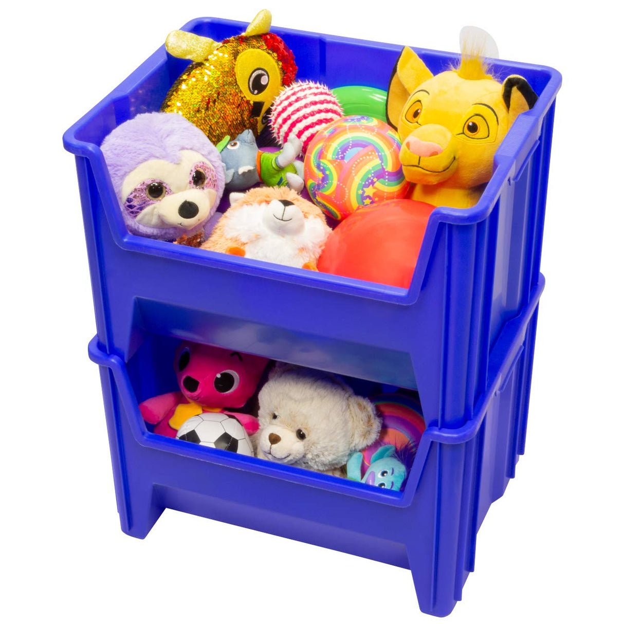 Akro-Mils 13017 Stak-N-Store Heavy Duty Stackable Open Front Plastic Storage Container Bin, (15-Inch x 20-Inch x 12-1/2-Inch), Blue, (3-Pack) Akro-Mils