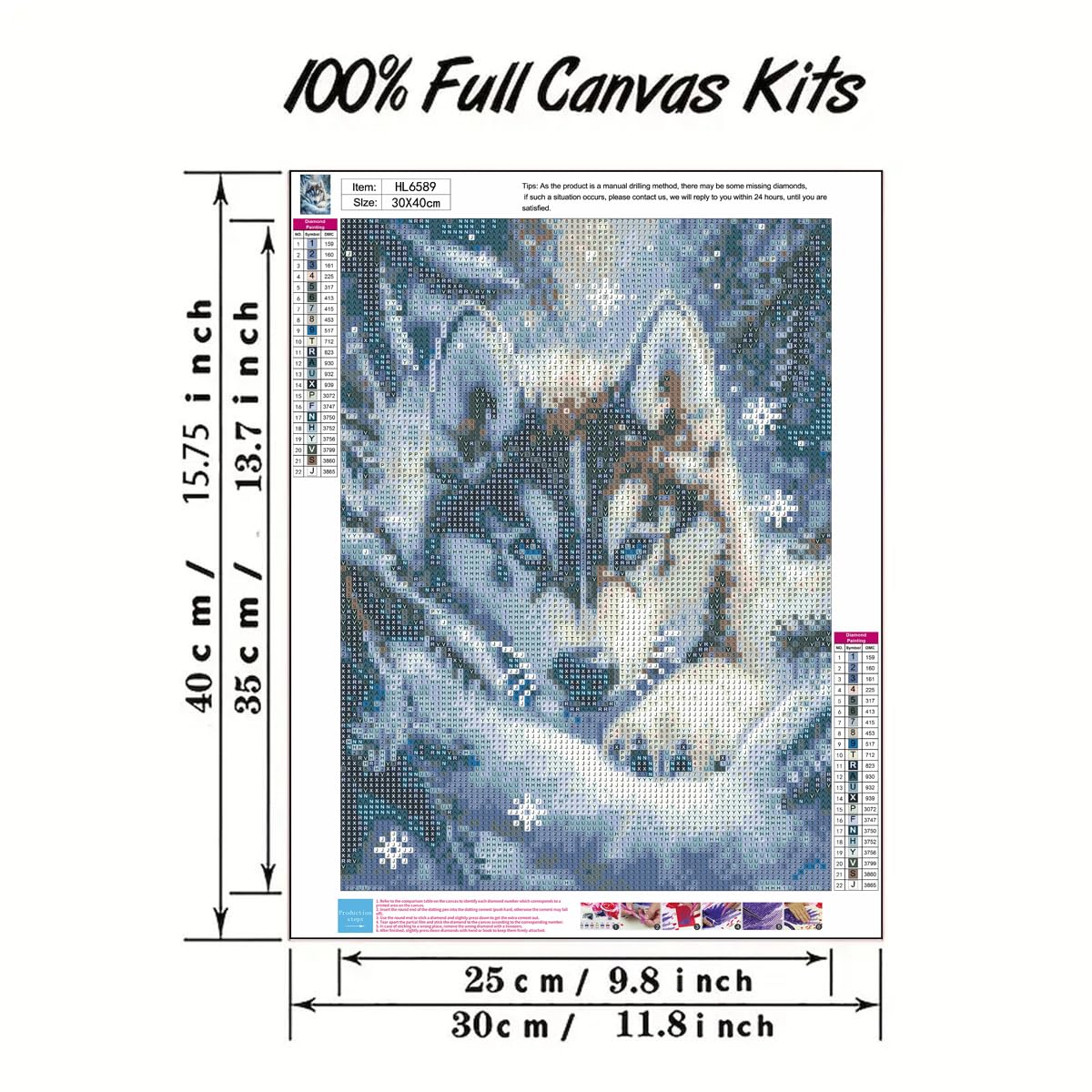 5D Diamond Painting Kits for Adults Beginner,Animal Wolf Round Full Drill Diamond Art Kits,DIY Winter Diamond Painting Kits with Crafts for Adults Home Wall Decoration 12 X 16inch GEMFAMILY