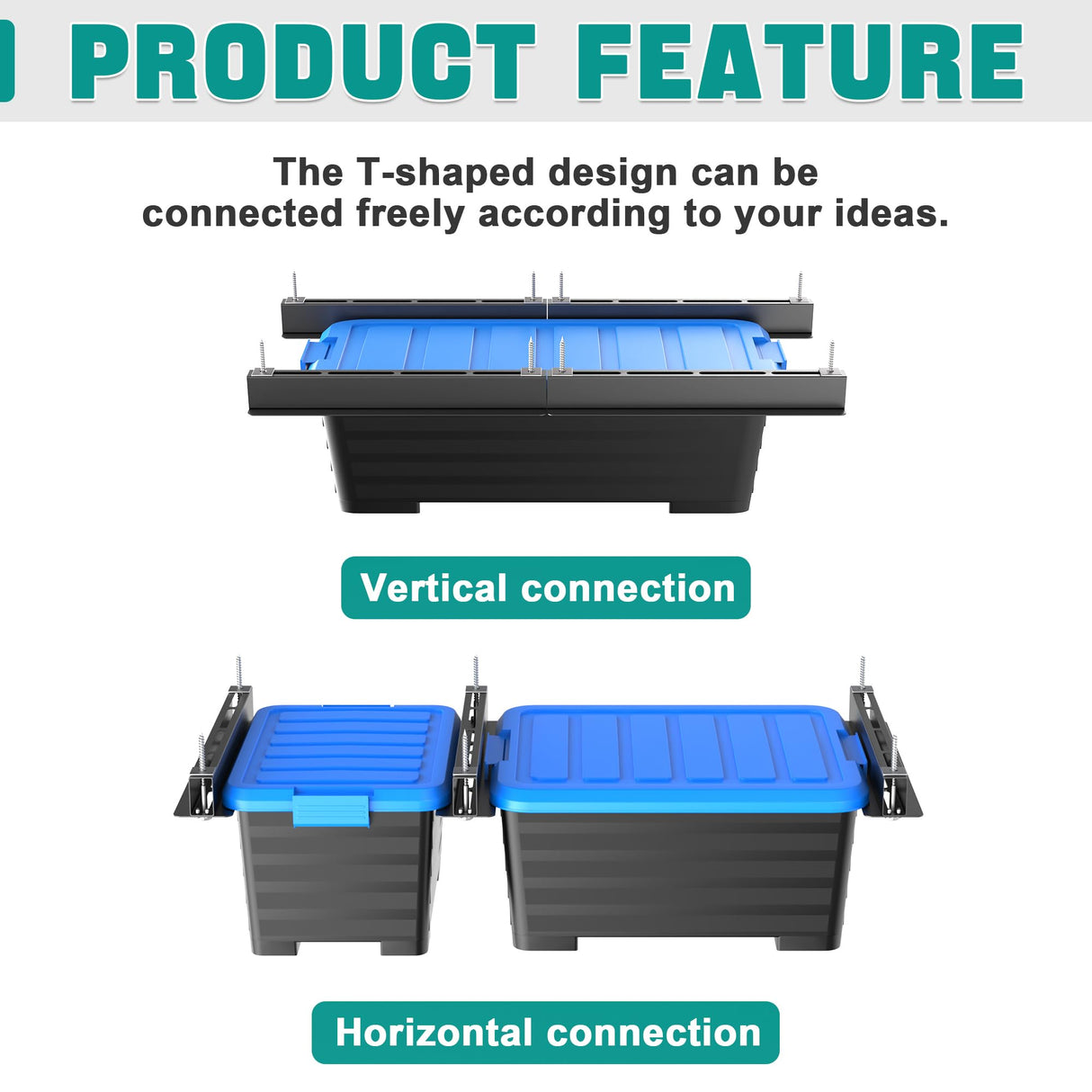 EVERHANGER Ceiling Storage Rack, Heavy Duty Overhead Storage Rack for Garage, Adjustable Ceiling Bin Storage System, 8 Sets for 7 Bins, 16 Inch EVERHANGER