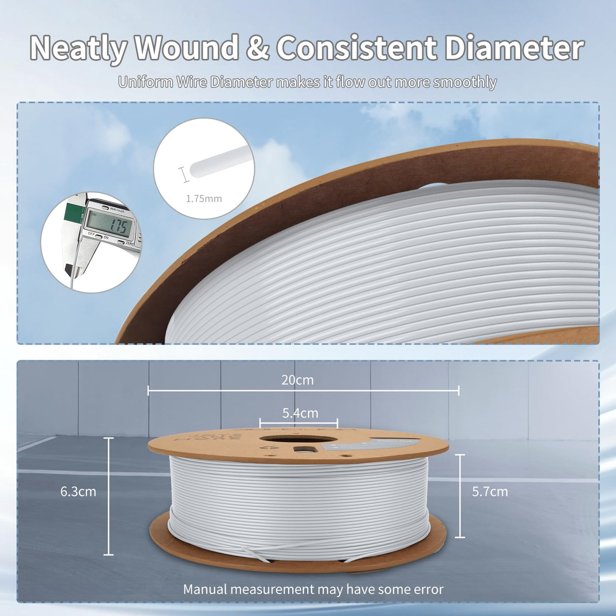 3D Printing Filament High-Speed PLA Filament 1.75mm 300mm/s 1kg Cardboard Spool Dimensional Accuracy +/- 0.03 mm Fit Most 3D FDM Printer-Cold White 3DHoJor