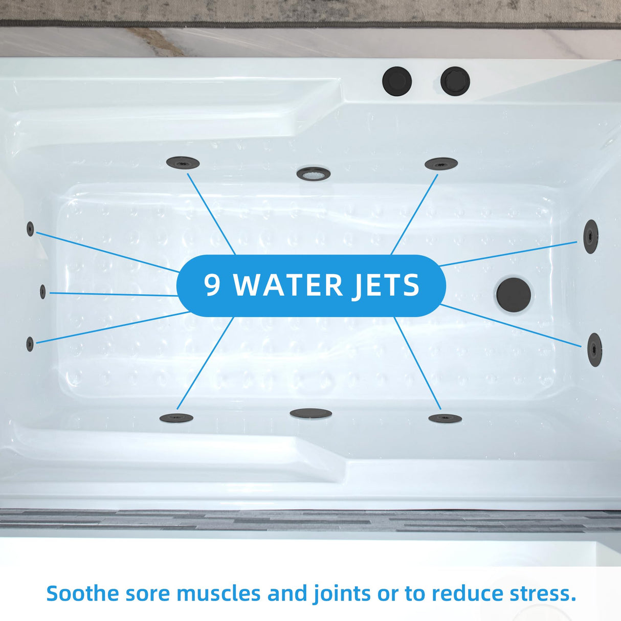 WOODBRIDGE 60" Alcove Acrylic Rectangular Whirlpool Heated Jetted Tub in White with Left Drain, Matte Black pop-up Drain Included BM6030L WOODBRIDGE