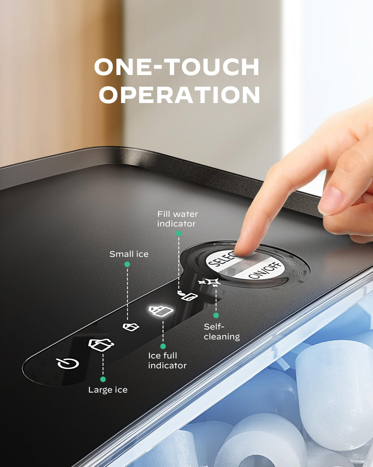 Silonn Countertop Ice Maker - 9 Cubes Ready in 6 Mins, 26lbs in 24Hrs, Portable Ice Machine with Self-Cleaning, 2 Sizes of Bullet Ice for Home/Kitchen/Party/RV, Black Silonn