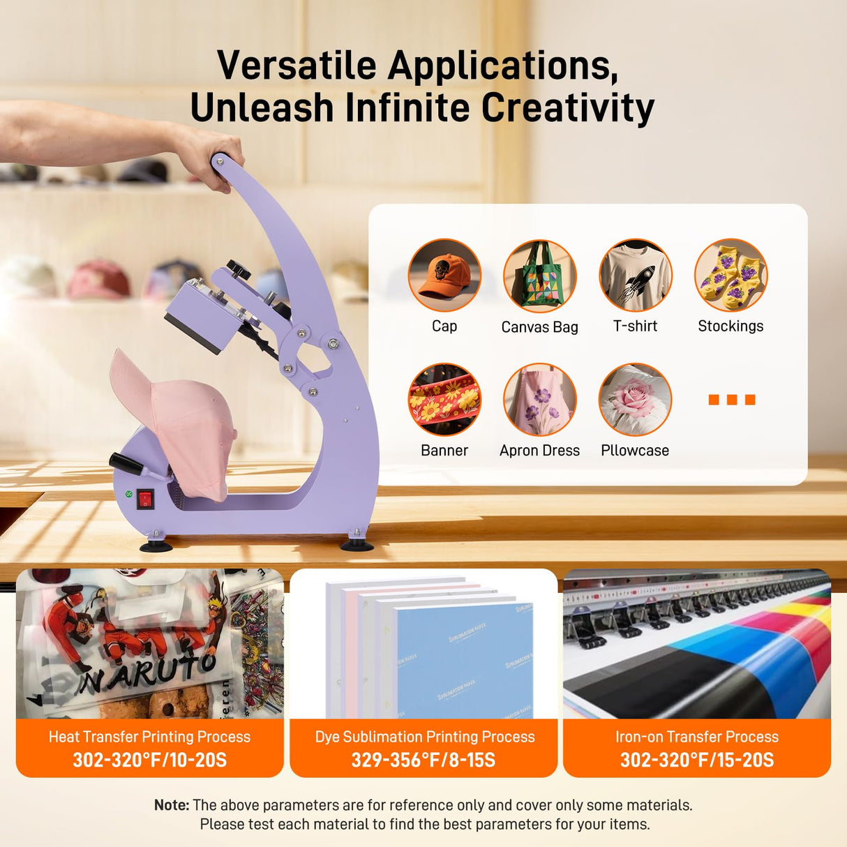 Hat Heat Press Machine, Precise Temp/Timer Control, 6.54"x3.84"Curved Heat Plate, Hat Stretcher, Safety Base, 2 Hat Pad, Glove, Heat Press Heat for Caps, Sublimation, Vinyl, Heat Transfer GOCHIFIX