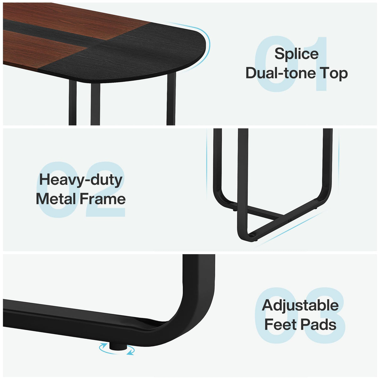 Tribesigns 6FT Conference Table, 70.86" L x 35.43" W x 29.52" H Inches Oval Shaped Meeting Table, Modern Conference Room Seminar Table for Office Meeting Walnut & Black Tribesigns