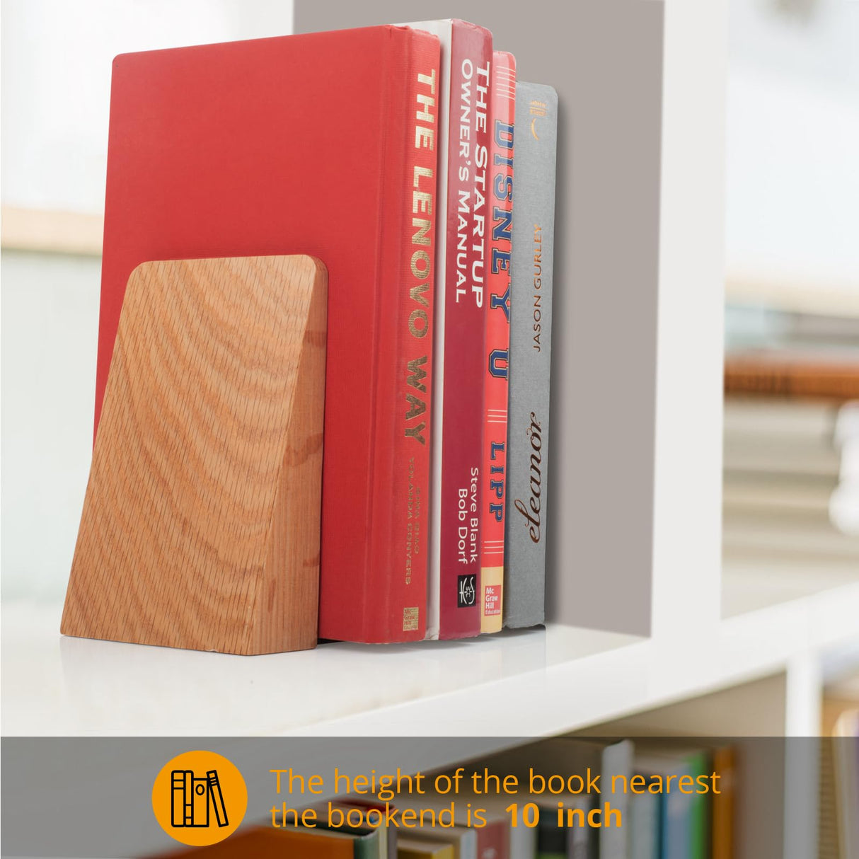 DRELIFAM Red Oak Book Ends Heavy Duty Handmade Book Ends for Shelves Decorative Bookends to Hold Heavy Books (Red Oak Small) DRELIFAM