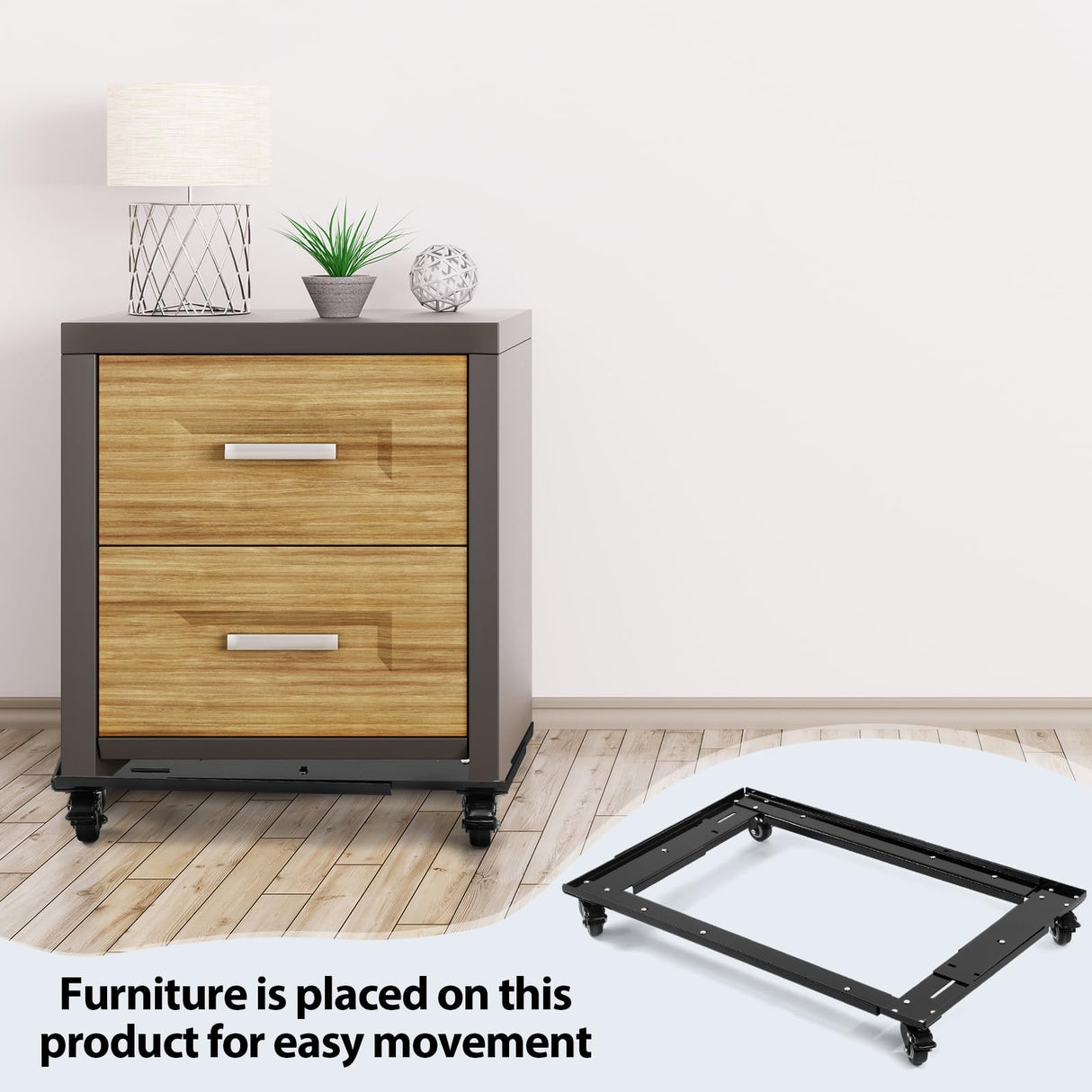 Yuntau Adjustable Lateral Files and Storage Cabinet Dolly Large Commercial Adjustable Cabinet File Dolly for Home Office, Long30''-42'', Width18''-25'' Yuntau