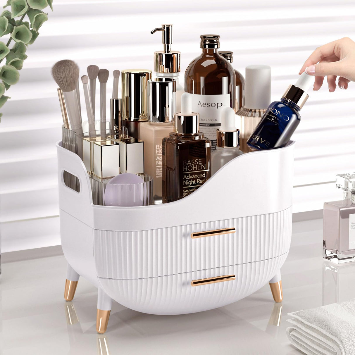 Pajiriona Makeup Organizer with Drawers,Skincare Organizer for Vanity,Storage Box with Handle,Large Cosmetic Display case for Dresser, Bathroom Countertop Pajiriona