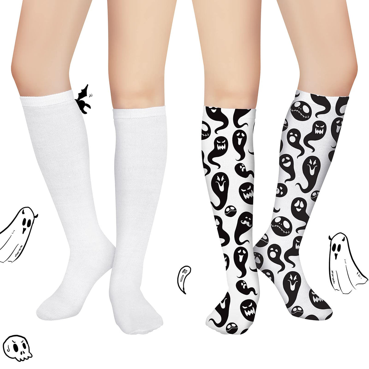 Sintege 6 Pairs Sublimation High Socks Printable Athletic Crew Socks for Men Women Teen Sports Socks Party Decoration(White) Sintege