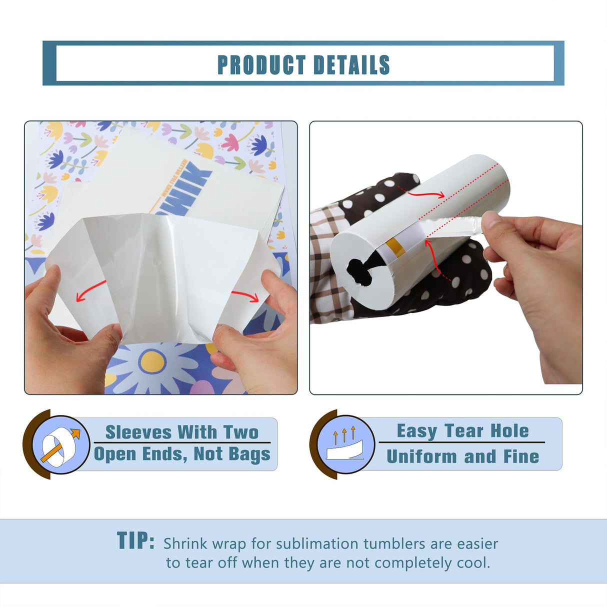 MEBMIK 100pcs 5x10in Shrink Wrap For Sublimation Tumblers,Sublimation Shrink Wrap Sleeves,Heat Shrink Wrap,Tumbler Shrink Wrap Sublimation 20oz Skinny,Sublimation Sleeves For Tumblers,Sublimation Bags MEBMIK