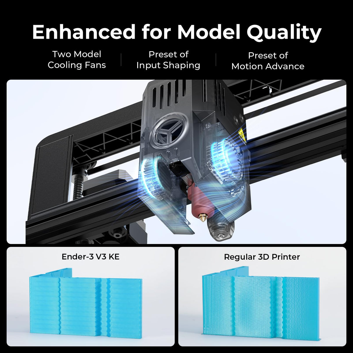 Creality Ender 3 V3 KE 3D Printer with 500mm/s High-Speed Printing, Advanced Sprite Direct Extruder, X-axis Linear Rail, Smart Creality OS, Print Volume 8.66 x 8.66 x 9.44 Inch SainSmart